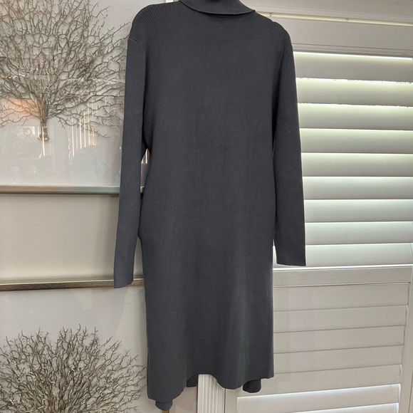 Dark Grey long cardigan sweater with attached belt. XL. - Picture 3 of 6